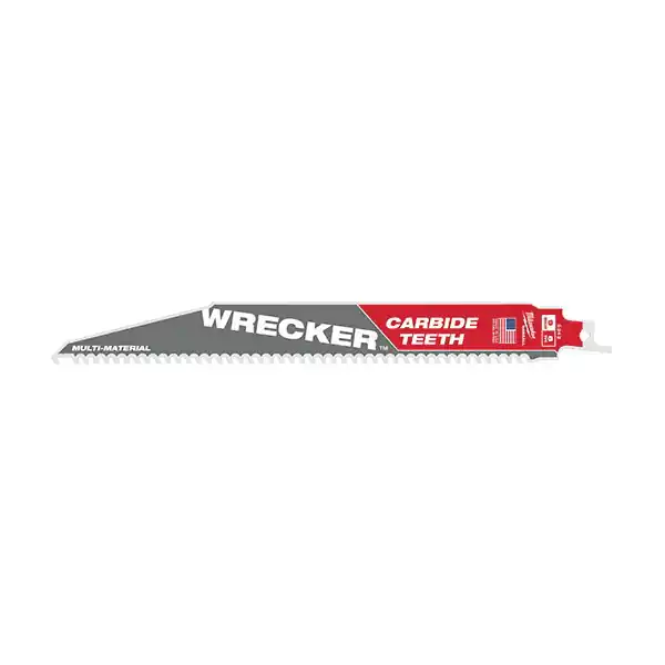 Viral Milwaukee WRECKER 48-00-5242 Reciprocating Saw Blade, 9 in L, 6 TPI, Carbide Cutting Edge