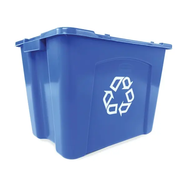 Shop Now Rubbermaid FG571473BLUE Recycling Box, 14 gal Capacity, Resin, Blue, 20-3/4 in L x 16 in W x 14-3/4 in D Dimensions