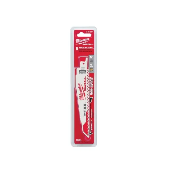 Milwaukee 48-00-5021 Reciprocating Saw Blade, 1 in W, 6 in L, 5 TPI Brand New