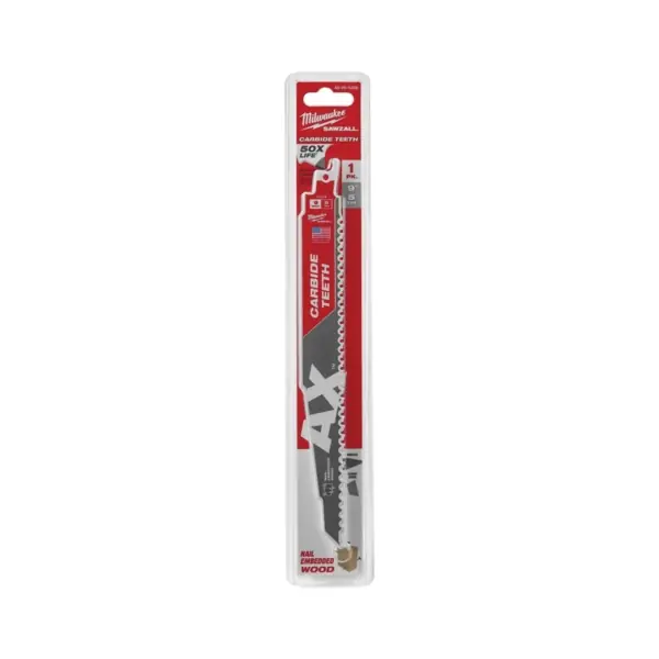 Milwaukee 48-00-5226 Reciprocating Saw Blade, 9 in L, 5 TPI, Carbide Cutting Edge Genuine