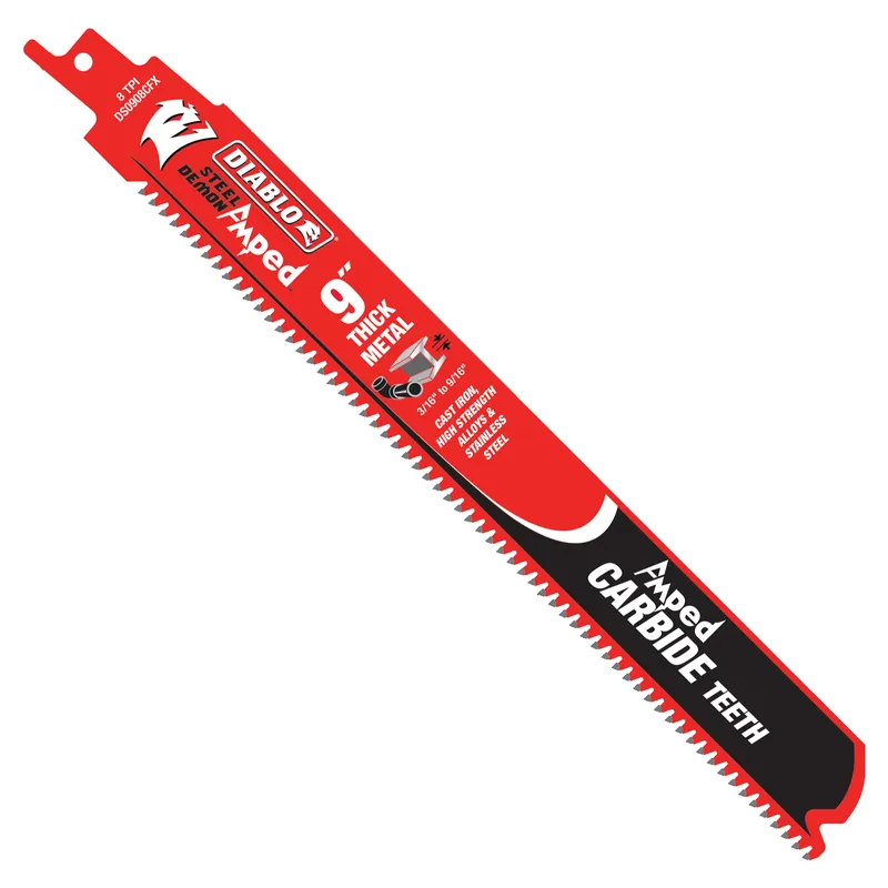 Diablo Steel Demon Amped DS0908CFA Reciprocating Saw Blade, 1 in W, 9 in L, 8 TPI, Carbide Cutting Edge Special Offer