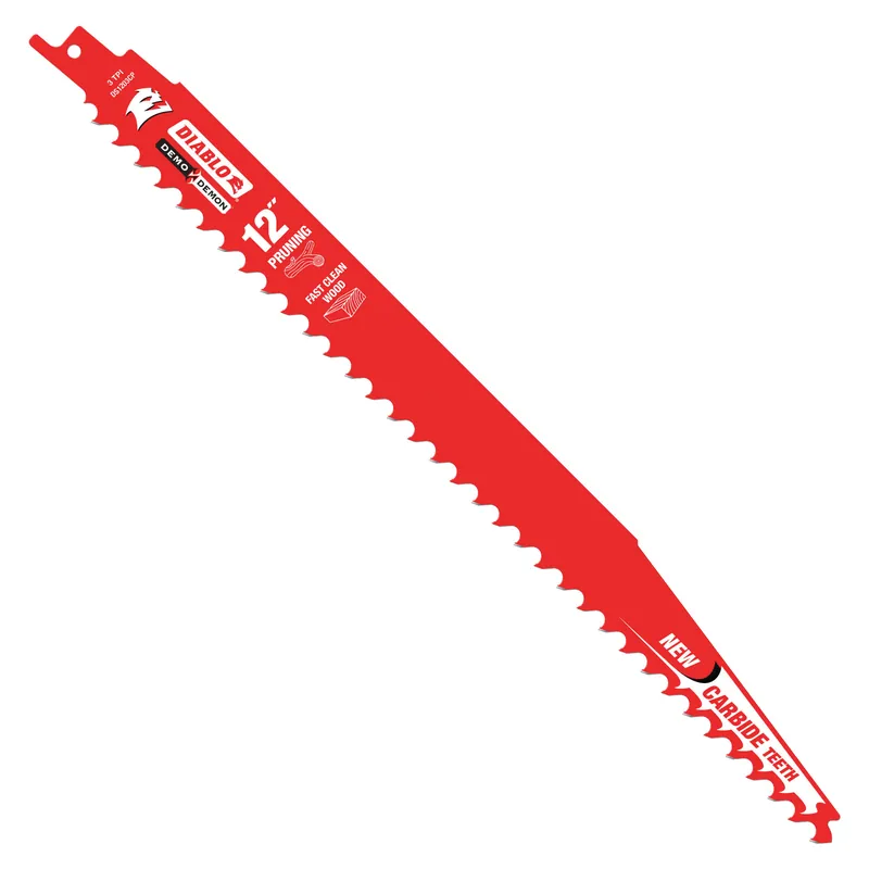 Secure Checkout Diablo DS1203CP Series Reciprocating Saw Blade, Applicable Materials: Wood, 12 in L, 3 TPI, Carbide Cutting Edge, 1/PK