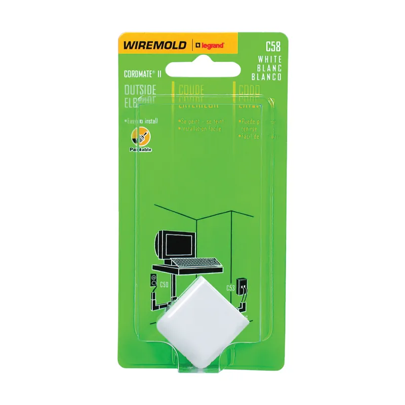 In Demand Wiremold C58 Wireway Elbow, White, Plastic