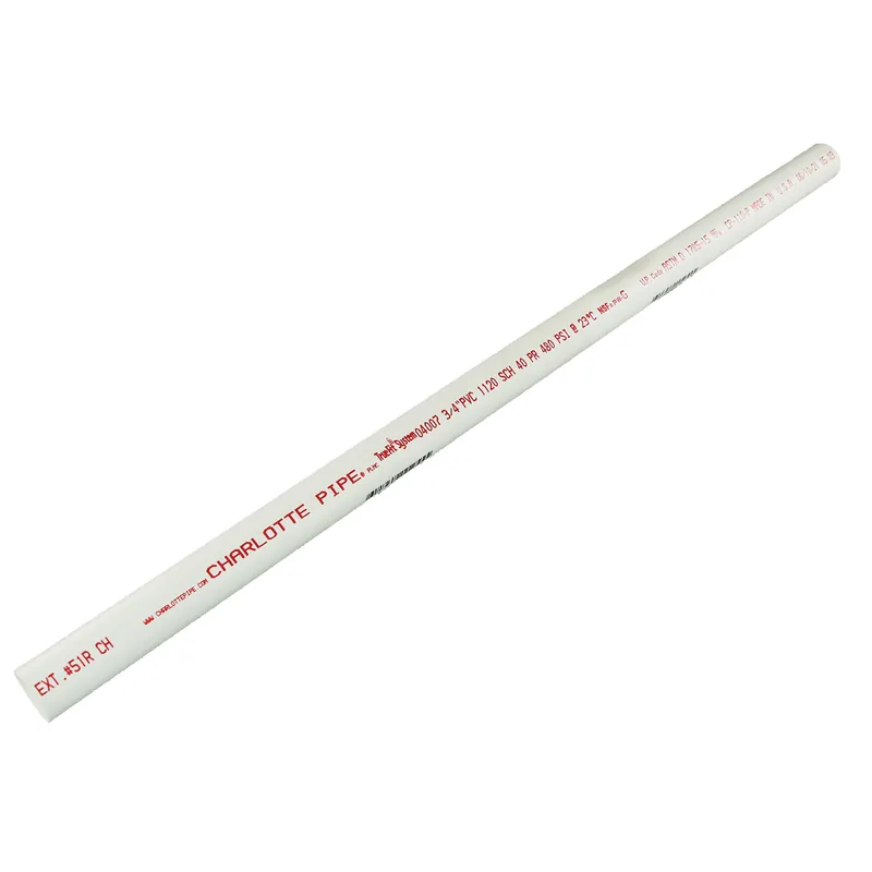 Charlotte Pipe PVC 04007 0200R Pipe, 3/4 in, 2 ft L, SCH 40 Schedule, PVC, White Final Sale