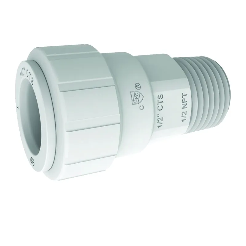 John Guest PSEI012024P Pipe Connector, 1/2 in, CTS x NPT, Polysulfide, 160 psi Pressure Warranty Included