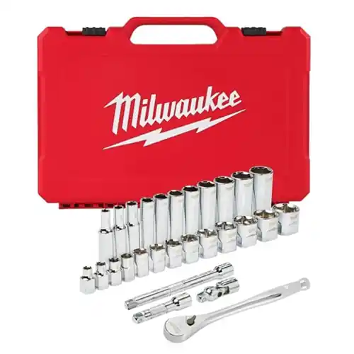 Milwaukee 3/8" Drive 28-Piece Ratchet & Socket Set - SAE 48-22-9408 New Release