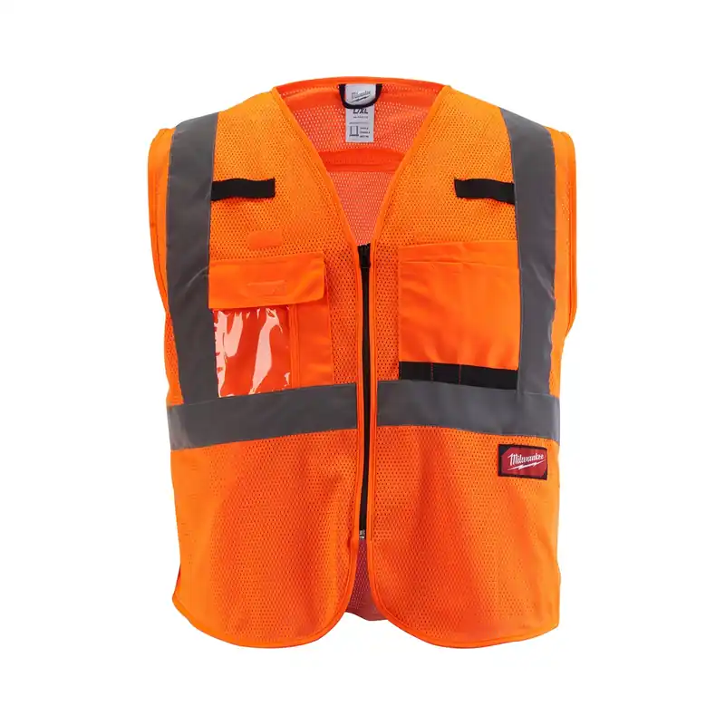 Class 2 Hi-Viz Orange Mesh Safety Vest 4XL/5XL - Milwaukee Electric Tools Next Day Delivery