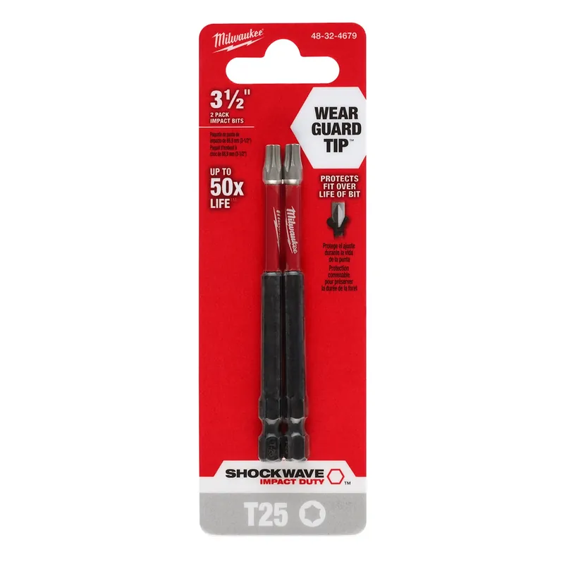 SHOCKWAVE Impact Duty 3-1/2" T25 Bit 2PK - Milwaukee Electric Tools Professional Grade