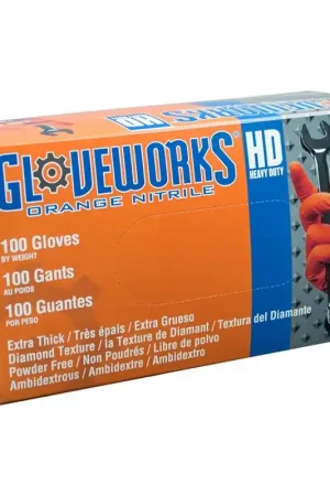 Gloveworks HD Orange Nitrile Gloves XL - Ammex Original