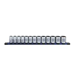 13Pc. 1/2\\" Dr. Standard Socket Set MM 12pt on rail - Sunex Tools Today Only