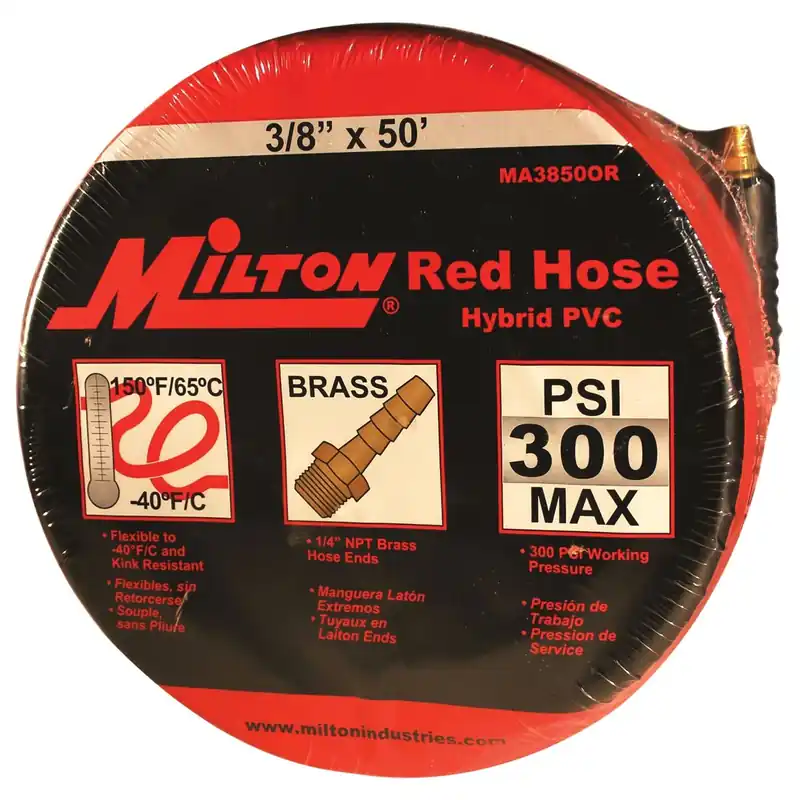 Milton Red Hose PU Hybrid 3/8" x 50' w/1/4" NPT - Milton Industries Free Returns