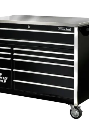 Certified 55 Inch 11 Drawer Professional Roller Cabinet in Black - Extreme Tools