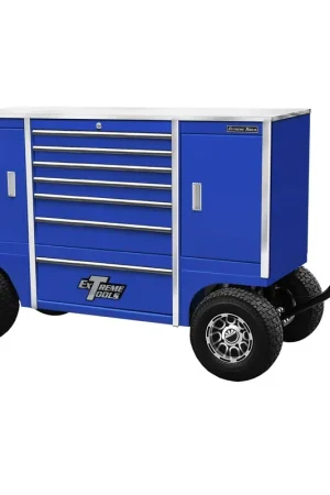 70 Inch 7 Drawer/2 Compartment Pit Box, Blue - Extreme Tools In Demand