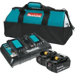 (2) BATTERY 18V 5.0AH, DUAL CHARGER & BAG - Makita Time-Limited