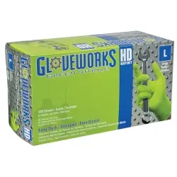 New Release Gloveworks HD Green Nitrile Diamond Grip Large - Ammex