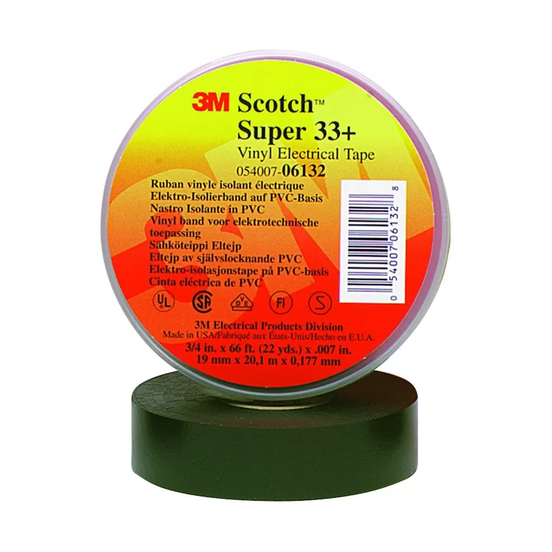 Trusted Brand 3M Automotive | 6132 | Scotch Super 33+ Vinyl Electrical Tape, 3/4 in x 66 ft (19 mm x