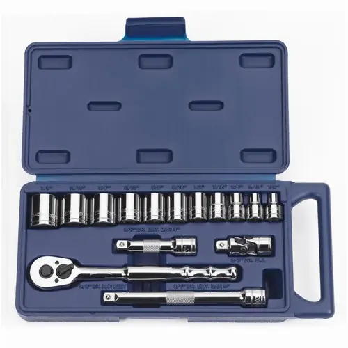 Fast Shipping J.H. Williams | JHW50673 | 15 pc 3/8" Drive -Point SAE Shallow Socket and Drive Tool Set Co