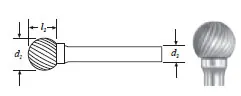 Fresh Stock SGS Tool Company | 12900 | Carbide Ball Shape Bur (SD-81) Single Cut 3/16"