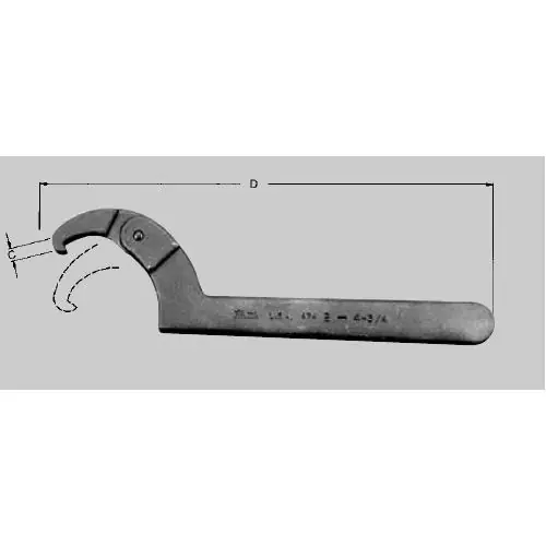Deal Martin Tools | 474B | Industrial Black Adjustable Hook Spanner Wrench - 6-1/8" to 8-3/