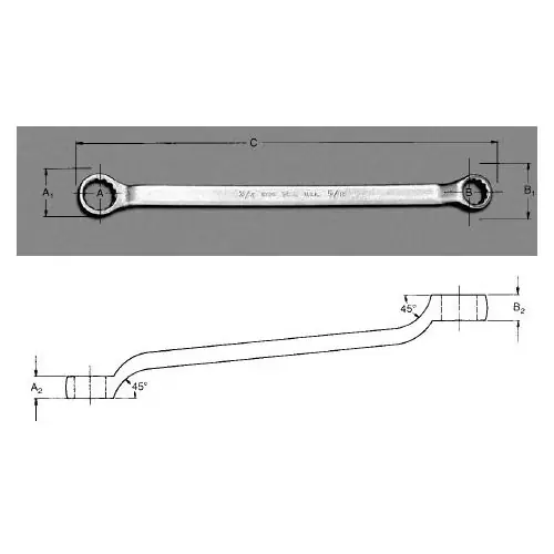 Martin Tools | 8040A | Double Offset Long Pattern Chrome Box Wrench - 1-5/16" x 1-1/2"W Modern