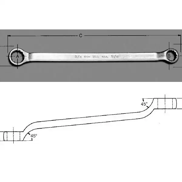Martin Tools | BLK8735 | Double Offset Box Wrench - Industrial Black Long Pattern 1 x 1-1 Factory Price
