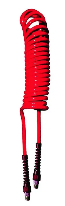 Viral Acme Automotive | A772AD25R-PB | Flexcoil Polyurethane Coiled Air Hose (3/8" x 25' 1/4 MPT Red)