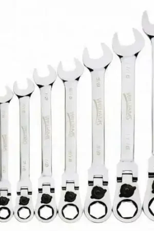 Bargain J.H. Williams | JHWWS1168RCF | 8 pc 12-Point SAE Flex-Head Reversible Ratcheting Combination Wr