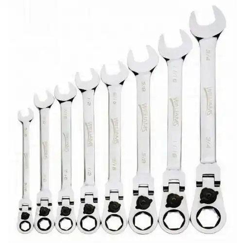 Bargain J.H. Williams | JHWWS1168RCF | 8 pc 12-Point SAE Flex-Head Reversible Ratcheting Combination Wr