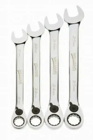 Worldwide Shipping J.H. Williams | JHWMWS-4RC | 4 pc Metric Reversible Ratcheting Combination Wrench Set