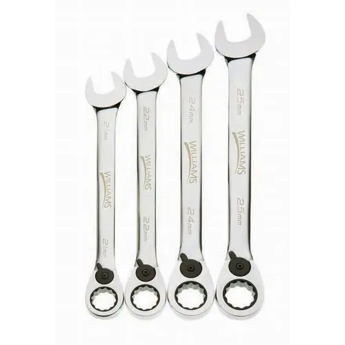 Worldwide Shipping J.H. Williams | JHWMWS-4RC | 4 pc Metric Reversible Ratcheting Combination Wrench Set