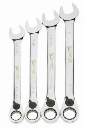 Money Back Guarantee J.H. Williams | JHWWS-1164RC | 4 pc SAE Reversible Ratcheting Combination Wrench Set