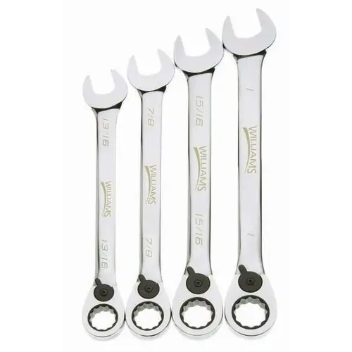 Money Back Guarantee J.H. Williams | JHWWS-1164RC | 4 pc SAE Reversible Ratcheting Combination Wrench Set