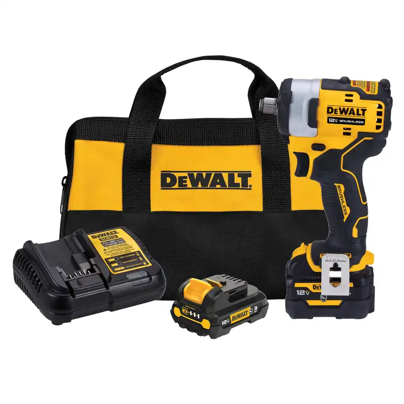Warranty Included DeWALT | DCF901GJ1G1 | 12V 1/2" Compact Impact Wrench Kit w/ Hog Ring