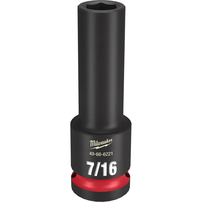 Affordable Milwaukee Electric Tools | 49-66-6221 | SHOCKWAVE Imp Duty 1/2"Dr 7/16" Dp 6PT Socket