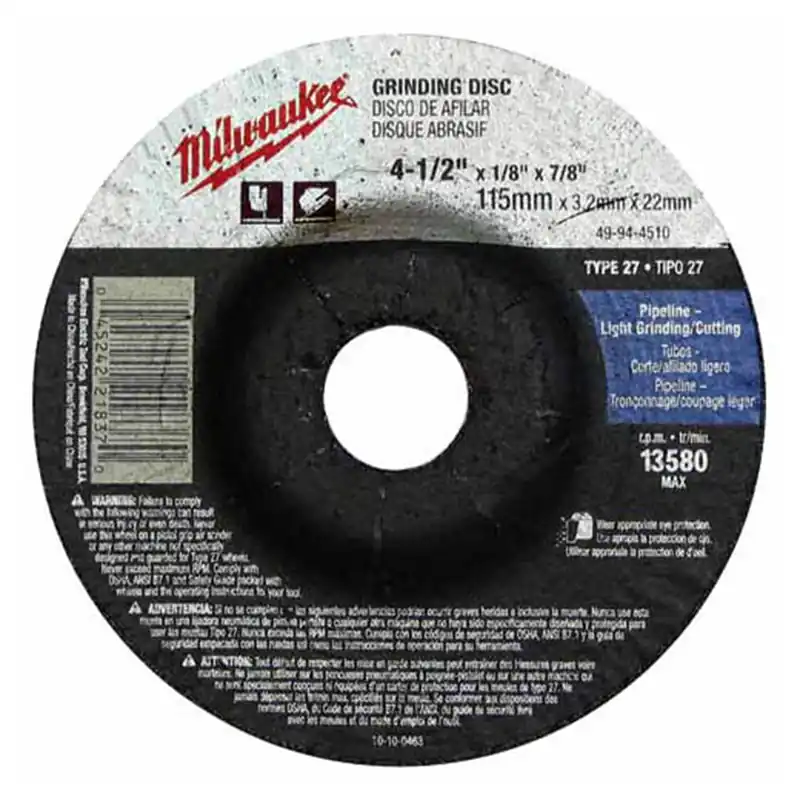 Milwaukee Electric Tools | 49-94-5730 | 10-PK OF 5"X1/4"X7/8" TYPE 27 GRINDING WHEEL (C24T) Viral