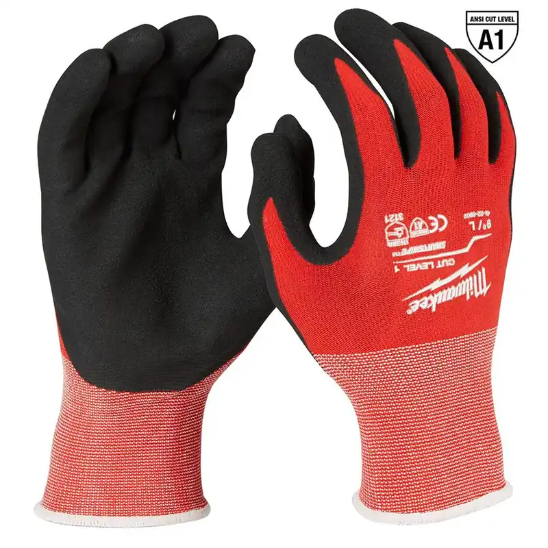 Fresh Stock Milwaukee Electric Tools | 48-22-8902 | Cut Level 1 Nitrile Dipped SMARTSWIPE Gloves - LG