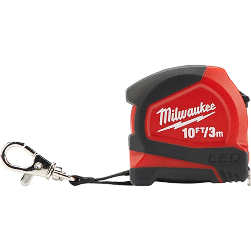Milwaukee Electric Tools | 48-22-6601 | Milwaukee Keychain Tape Measure 10 ft/3m with LED 48-22-6601 Bargain