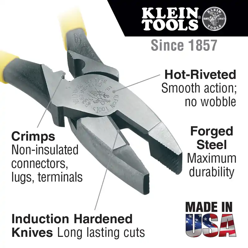 Must Have Klein Tools | D2000-9NECR | Lineman's Pliers with Crimping, 9-Inch