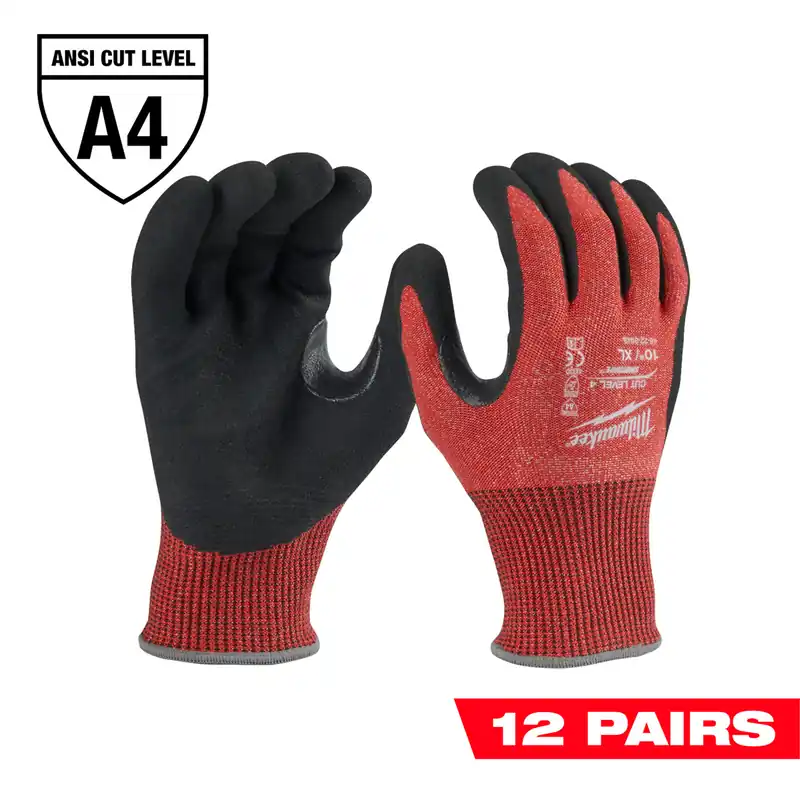 Last Chance Milwaukee Electric Tools | 48-22-8948B | 12 Pair Cut Level 4 Nitrile Dipped Gloves - XL