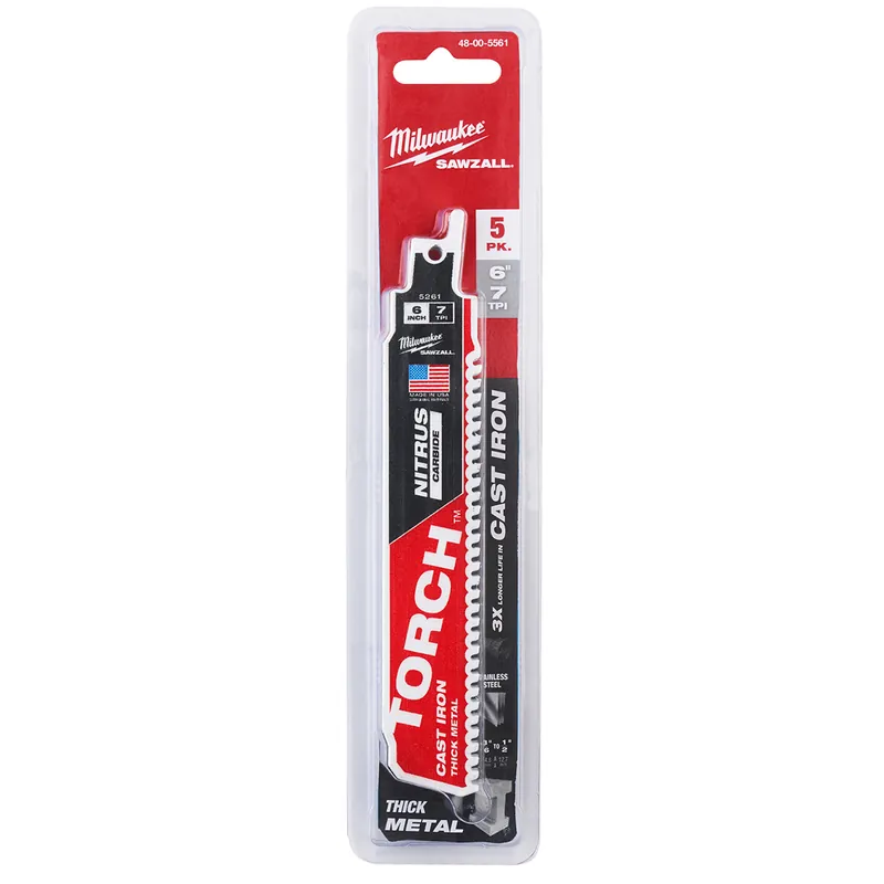 Milwaukee Electric Tools | 48-00-5561 | 6" 7TPI The TORCH(TM) for CAST IRON with NITRUS CARBIDE(TM) 5PK Next Day Delivery