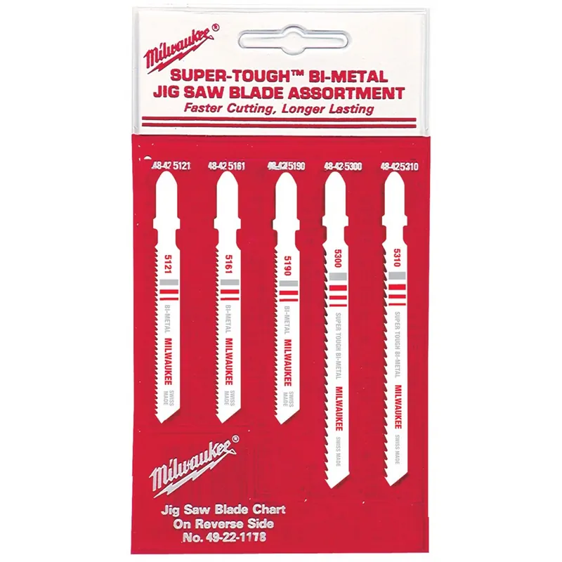 Free Returns Milwaukee Electric Tools | 49-22-1178 | (5-PK) OF T-SHANK METAL/WOOD CUTTING JIG SAW BLADE ASSORTMENT