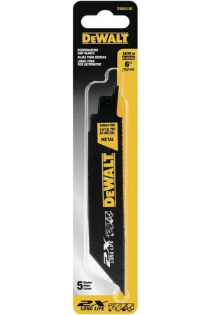 Brand New DeWALT | DWA4186 | 5pk 6 inch 14/18 tpi Metal cutting recip blades