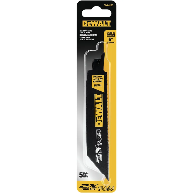 Brand New DeWALT | DWA4186 | 5pk 6 inch 14/18 tpi Metal cutting recip blades