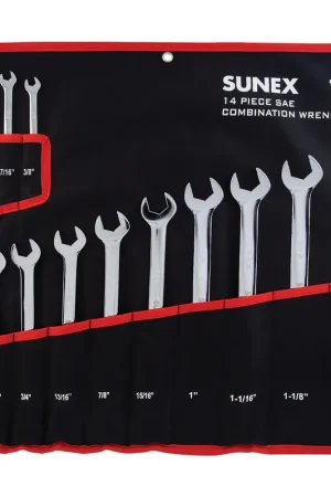 Weekend Sale Sunex Tools | 9915A | 14 Pc. SAE Full Polish V-Groove Combi Wrench Set