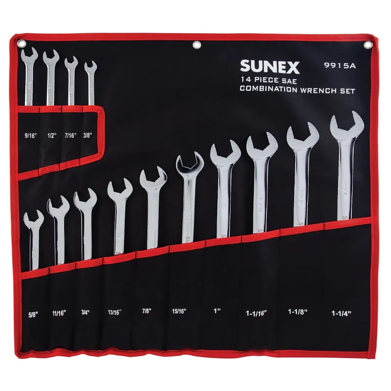 Weekend Sale Sunex Tools | 9915A | 14 Pc. SAE Full Polish V-Groove Combi Wrench Set