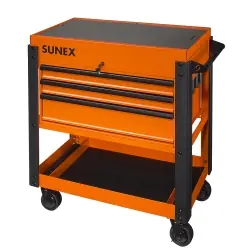 3 Drawer Slide Top Utility Cart w/ Power - Orange - Sunex Tools Must Have
