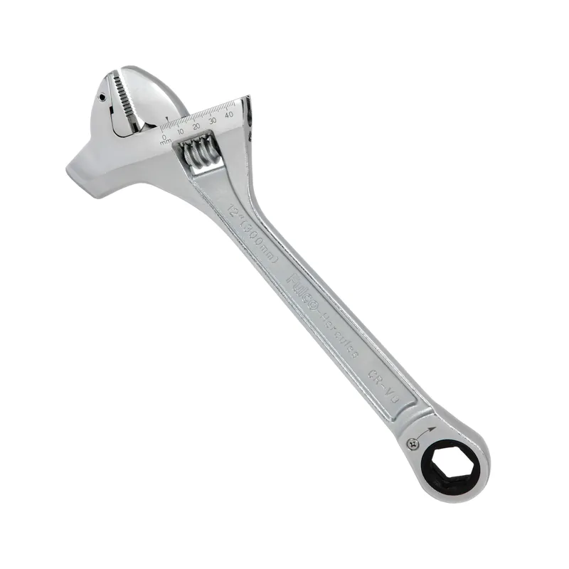 12" Length Proferred Mining Adjustable Wrench w/ Hammer, Chrome Finish Express Delivery
