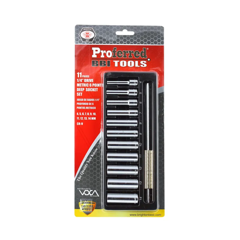 Crafted 11 Piece Proferred 6 Point Deep Standard Metric Socket Set (1/4" Drive)