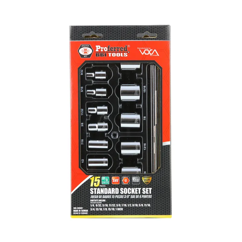 Brand New 15 Piece Proferred 6 Point Standard Inch Socket Set (3/8" Drive)