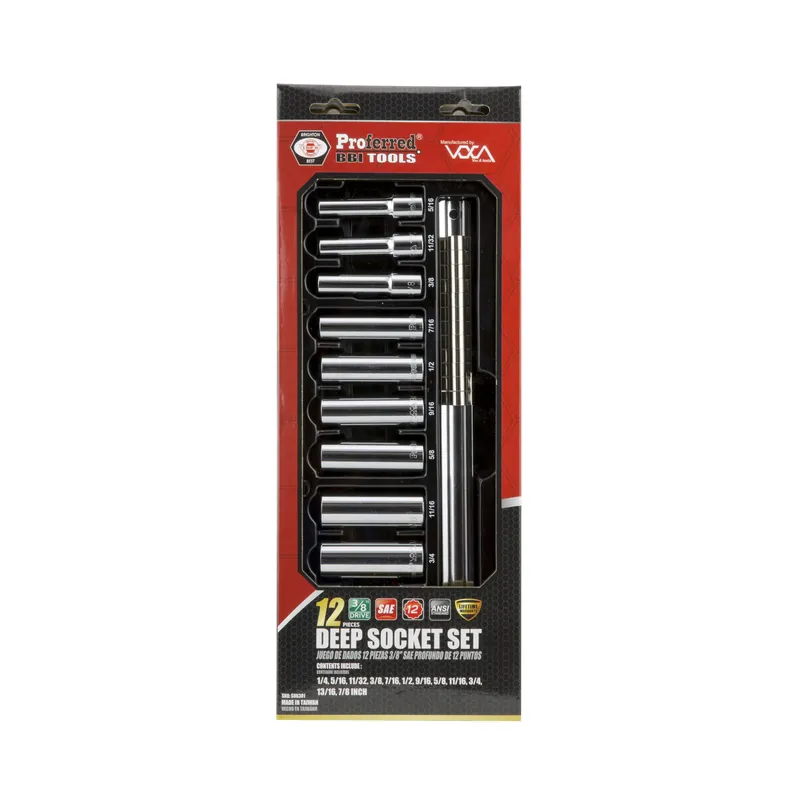12 Piece Proferred 12 Point Deep Standard Inch Socket Set (3/8" Drive) Original